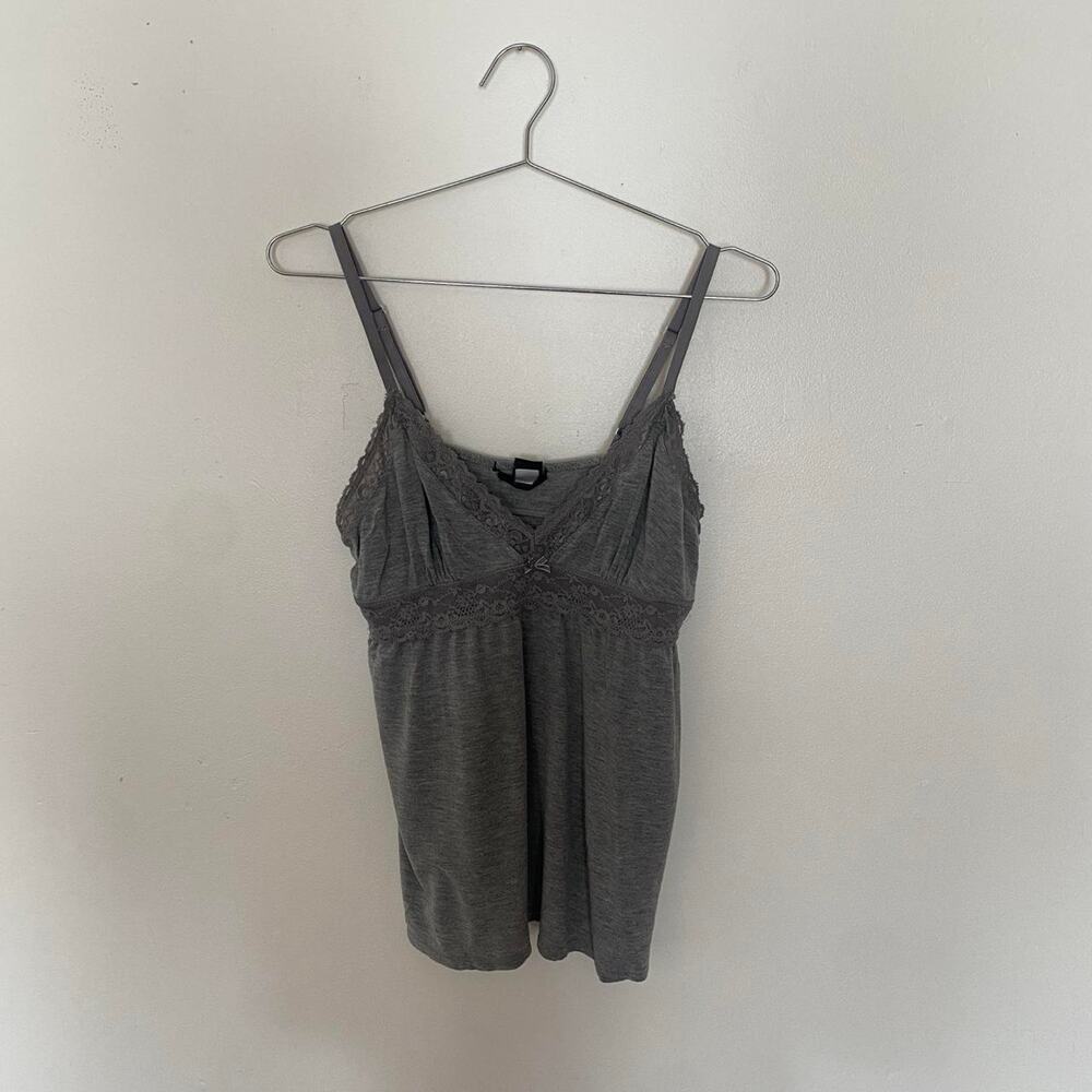 2000s Grey Lace Cami Top Women's Large